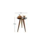 Kit 3 Mesas De Canto Tripé Com Vidro 35cm - Preta