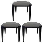 Kit 3 Mesas De Plástico Quadrada 70cm Empilhável Preta Monobl