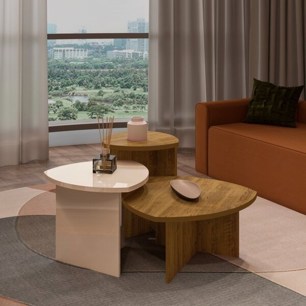 Kit 3 Mesas Laterais Para Sala De Estar Com 1 Mesa De Centro