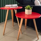Kit 3 Mesas Lateral De Canto Apoio Redonda Pé Palito Retrô Ve