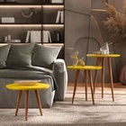 Kit 3 Mesinhas Laterais De Canto Apoio Redonda Pé Palito Amar