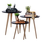 Kit 3 Mesinhas Laterais De Canto Apoio Redonda Pé Palito Preto