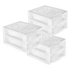 Kit 3 Mini Gaveteiro Pequeno Para Organizar Com 2 Gavetas Tra