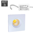 Kit 3 Mini Spot Embutir Para Moveis Quadrado 3w 3000k