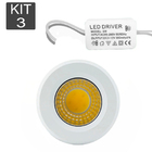 Kit 3 Mini Spot Embutir Para Moveis Redondo 3w 3000k