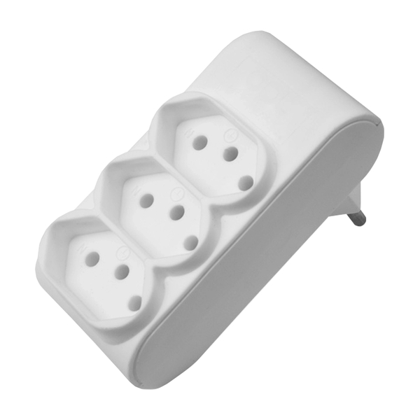 Kit 3 Multiplicador 3 Tomadas 2 Pinos + Terra Branco - Opl