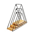 Kit 3 Nicho Prateleira Triangular Aramado Metal Preto E Madei
