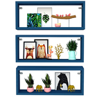 Kit 3 Nicho Retangular Azul 30x20x10p Mdf Decorativo