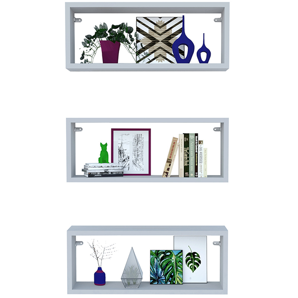 Kit 3 Nicho Retangular Branco 50x15x10p Mdf Decorativo