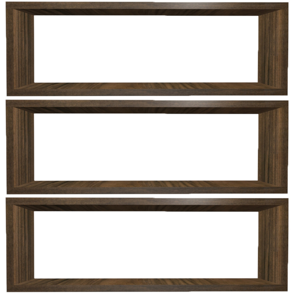 Kit 3 Nicho Retangular Nova Imbuia 60x20x10p Mdf Decorativo