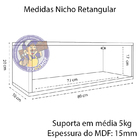 Kit 3 Nicho Retangular Nova Imbuia 80x20x10p Mdf Decorativo