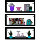 Kit 3 Nicho Retangular Preto 70x20x10p Mdf Decorativo