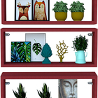 Kit 3 Nicho Retangular Vermelho 40x20x10p Mdf Decorativo