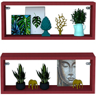 Kit 3 Nicho Retangular Vermelho 50x15x10p Mdf Decorativo