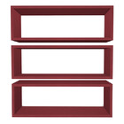 Kit 3 Nicho Retangular Vermelho 60x20x10p Mdf Decorativo