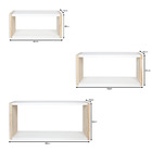 Kit 3 Nichos Decorativos Cubo Prateleira Mdf Branco E Pinus