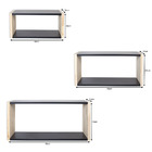 Kit 3 Nichos Decorativos Cubo Prateleira Mdf Preto E Pinus