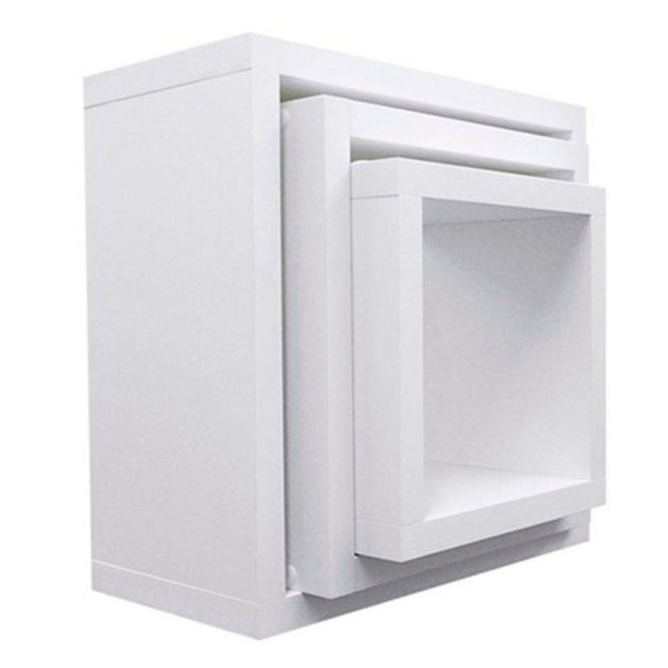 Kit 3 Nichos Decorativos Parede Lis Quadrado Em Mdf Branco -