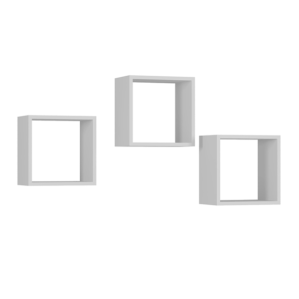 Kit 3 Nichos Organizador De Parede Quadrado Branco - Montanar