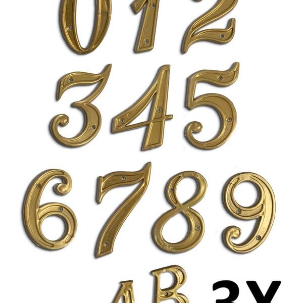 Kit 3 Números Residenciais 0 Ao 9 Dourado Mill