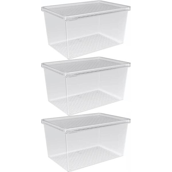 Kit 3 Organizadores De Geladeira Com Tampa 2,9l Caixa Organiz