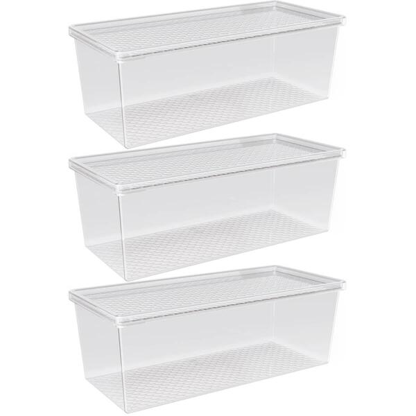 Kit 3 Organizadores De Geladeira Com Tampa 4,5l Frutas Legume