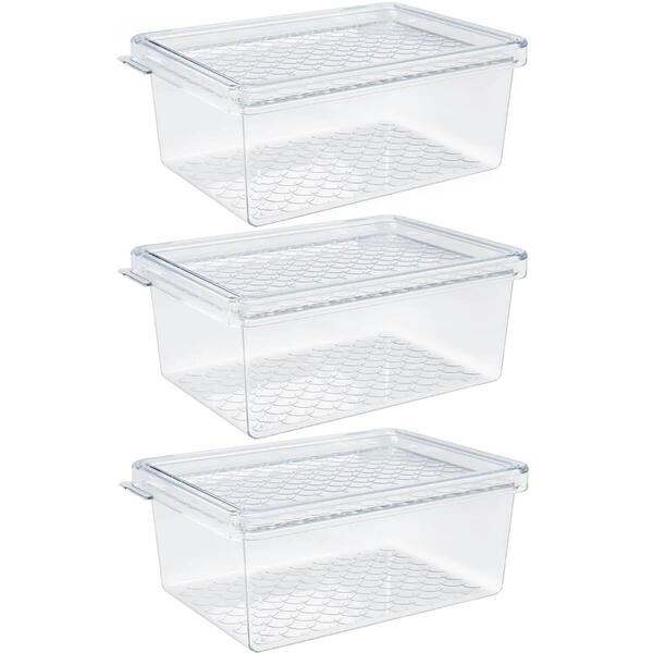 Kit 3 Organizadores De Geladeira Com Tampa 660ml Cozinha Mult