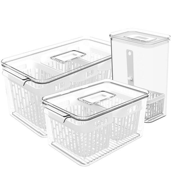 Kit 3 Organizadores De Geladeira Dry Coza Frutas Verduras Tem