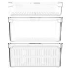 Kit 3 Organizadores De Geladeira Transparentes Caixas Armazen