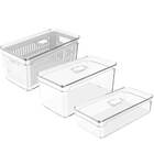 Kit 3 Organizadores De Geladeira Transparentes Caixas Armazen