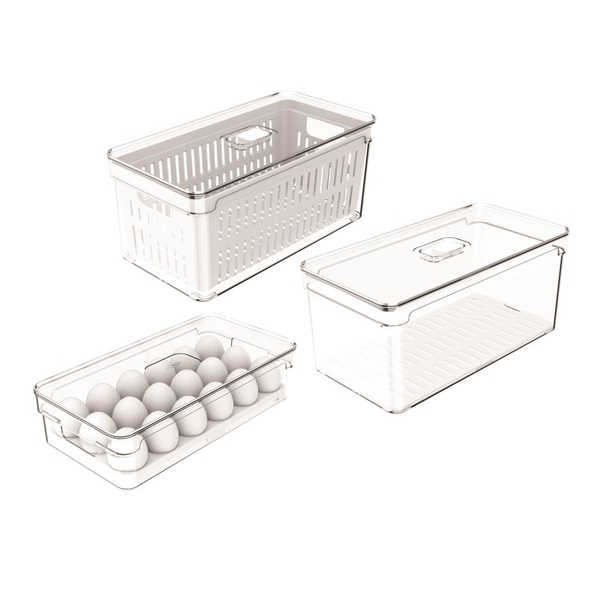 Kit 3 Organizadores Geladeira Clear Fresh - Ou