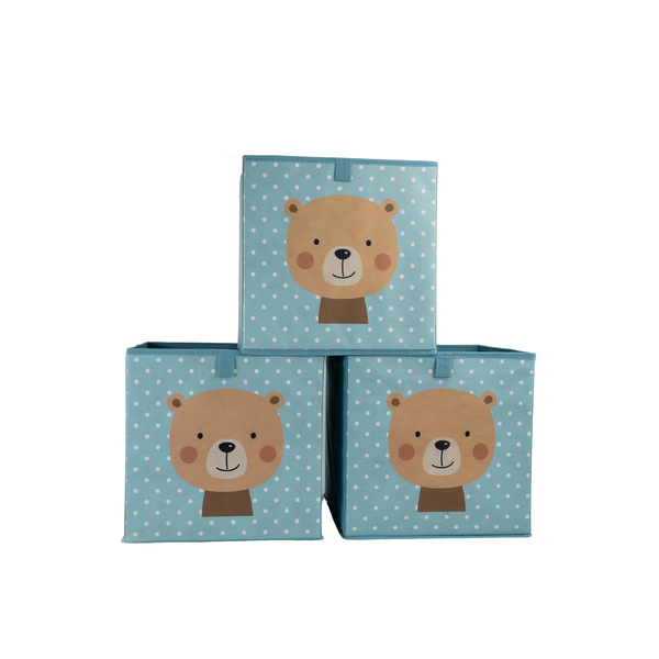 Kit 3 Organizadores Multiuso Dobrável Infantil Ursinho - Oiko