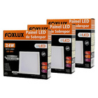 Kit 3 Painel Led Foxlux Quadrado Sobrepor 24w 6500k Biv