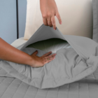 Kit 3 Pçs Cobre Leito Casal Matelado Percal 300 Fios Cinza