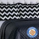 Kit 3 Pçs Cobre Leito Colcha Queen Casal Chevron Preto E Bran