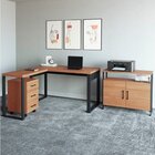 Kit 3 Peças 100% Mdf Com Escrivaninha Em L, Gaveteiro E Armár