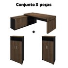 Kit 3 Peças 1 Mesa Em L Diretoria Tampo Tamburato Com 2 Armár