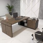 Kit 3 Peças 1 Mesa Em L Diretoria Tampo Tamburato Com 2 Armár