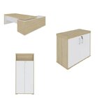 Kit 3 Peças 1 Mesa Em L Tamburato 1 Armário Alto 1 Balcão Bai