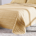 Kit 3 Peças Cobre Leito King 400 Fios Bordado Amarelo