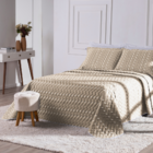 Kit 3 Peças Cobre Leito King 400 Fios Bordado Avelã