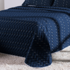 Kit 3 Peças Cobre Leito King 400 Fios Bordado Azul Marinho