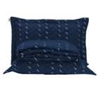 Kit 3 Peças Cobre Leito King 400 Fios Bordado Azul Marinho