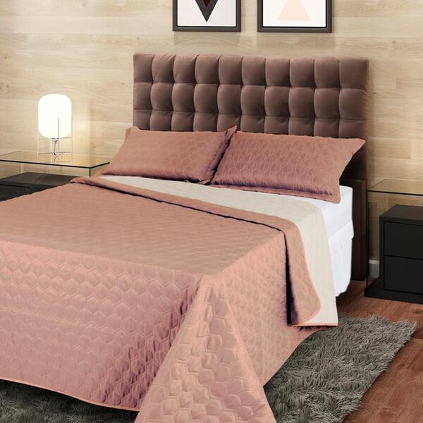 Kit 3 Peças Colcha Cobre Leito Cama Queen Realize Bordado