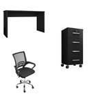 Kit 3 Peças Com Cadeira Para Escritório, Escrivaninha E Gavet