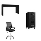 Kit 3 Peças Com Cadeira Para Escritório, Escrivaninha E Gavet