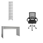 Kit 3 Peças Com Cadeira Para Escritório, Estante Livreiro E E