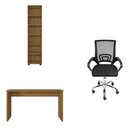 Kit 3 Peças Com Cadeira Para Escritório, Estante Livreiro E E