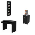 Kit 3 Peças Com Escrivaninha 1 Gaveta, Estante Livreiro E Gav