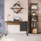 Kit 3 Peças Com Escrivaninha 3 Gavetas, Prateleira Aérea E Es